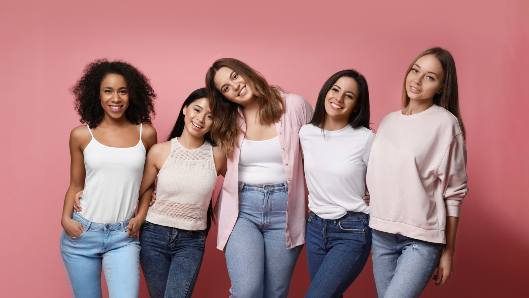 A welcoming group portrait representing beauty, confidence and care for women.